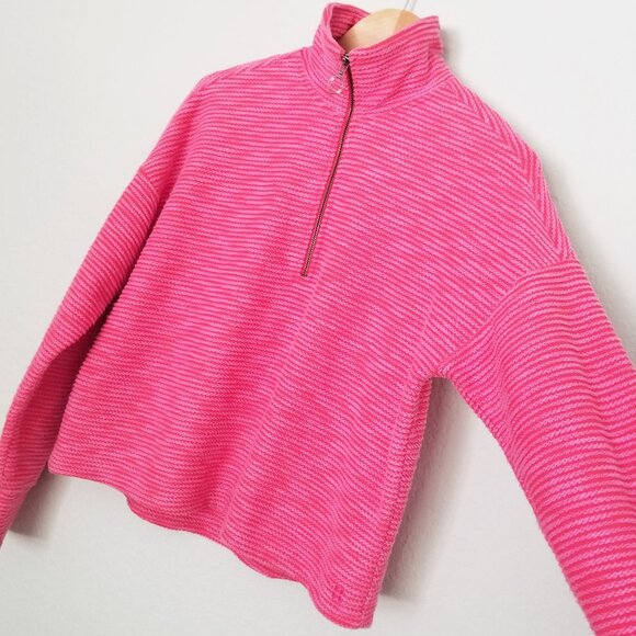 Sweaty Betty Rest Up Textured Half Zip Pullover Sweatshirt Tulip Red Pink S $128 - Picture 7 of 16